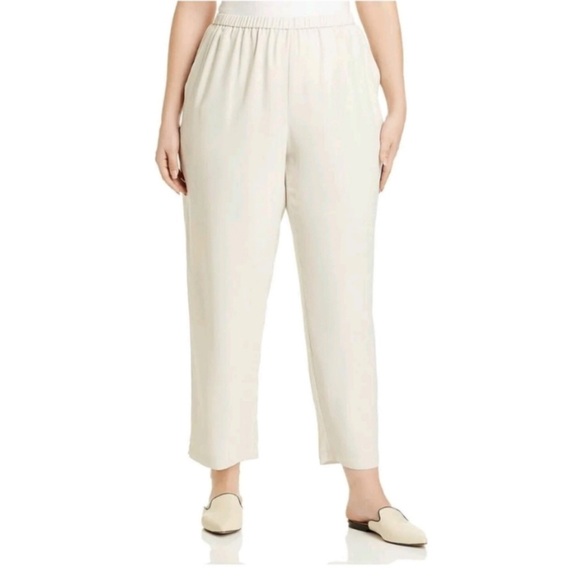Eileen Fisher | Silk Bone System Georgette Cropped Pant XLarge - Picture 1 of 8